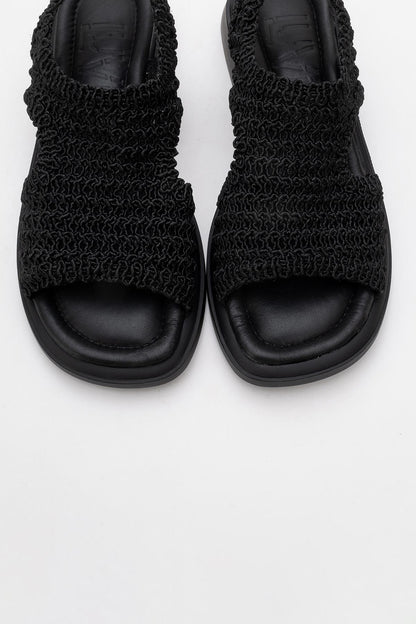 Weave - Black Leather Woven Sandal (Women)