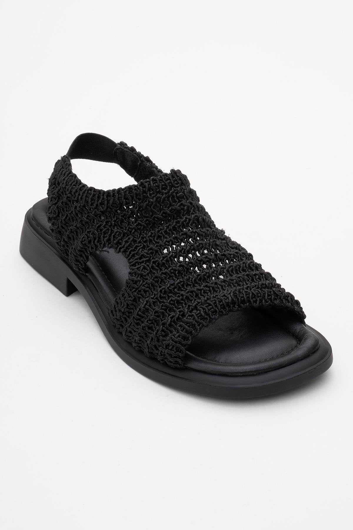 Weave - Black Leather Woven Sandal (Women)