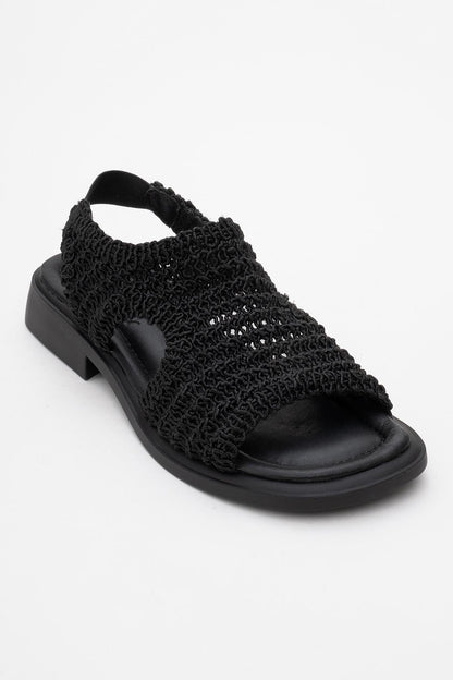 Weave - Black Leather Woven Sandal (Women)