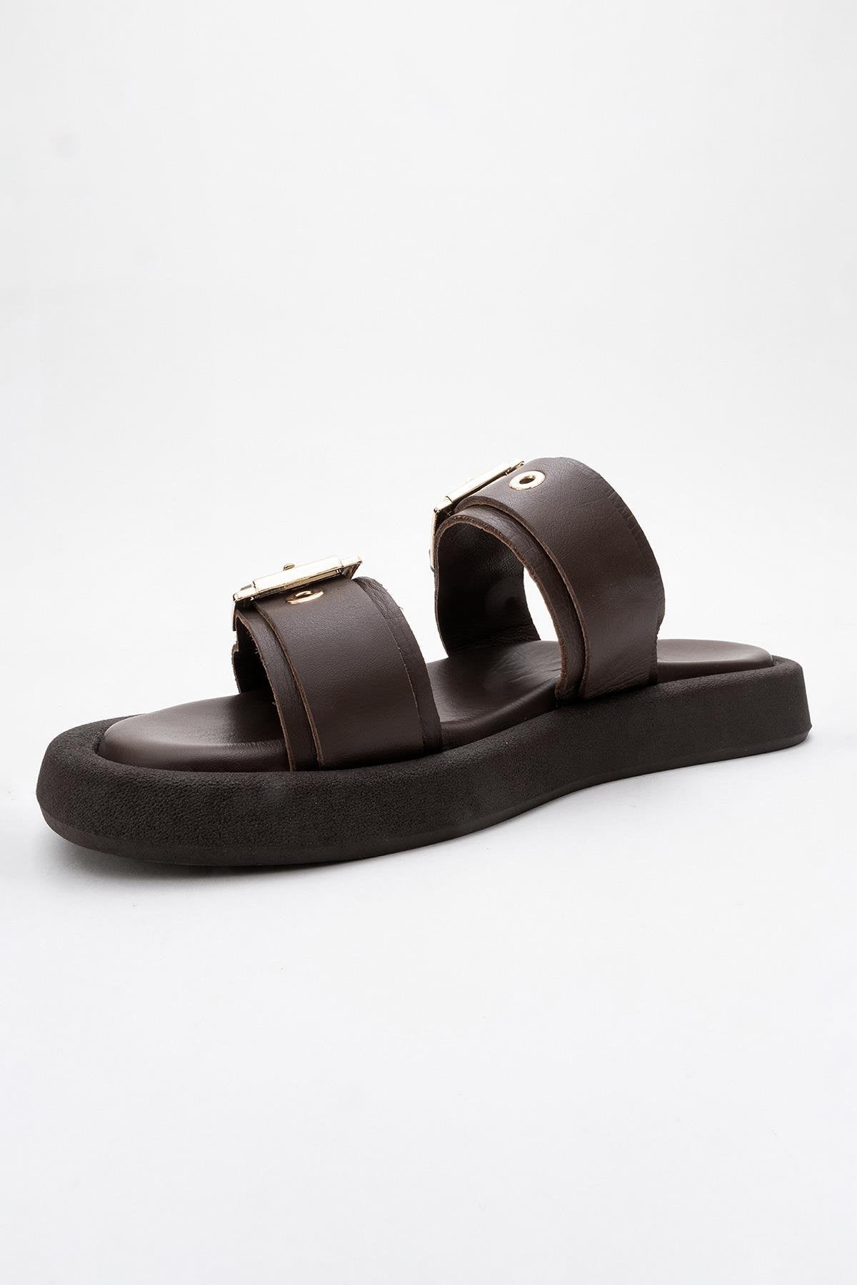 Finezza - Brown Leather Two-Strap Sandal (Women)