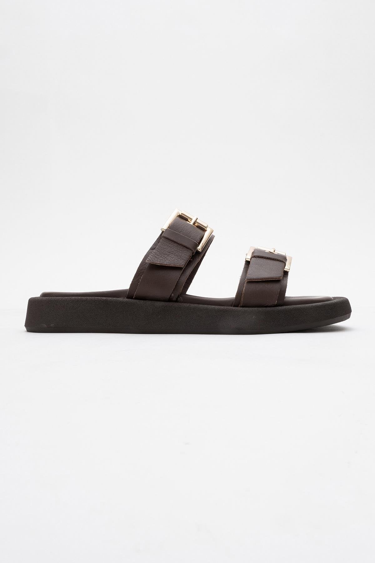 Finezza - Brown Leather Two-Strap Sandal (Women)