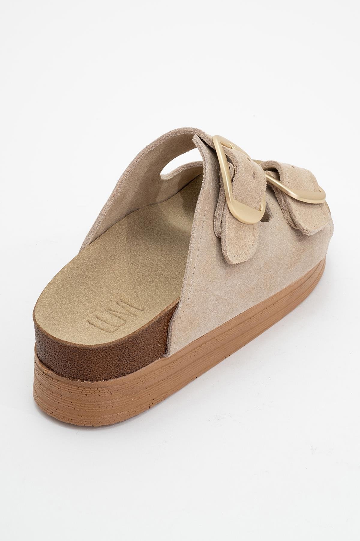 Harbor - Beige Suede Leather Two-Strap Sandal (Women)