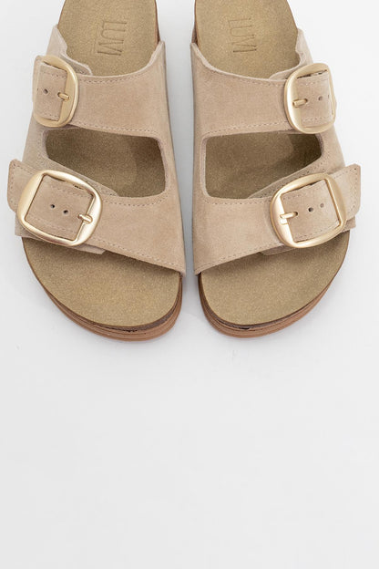 Harbor - Beige Suede Leather Two-Strap Sandal (Women)
