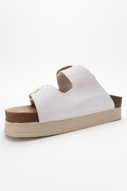 Harbor - White Suede Leather Two-Strap Sandal (Women)