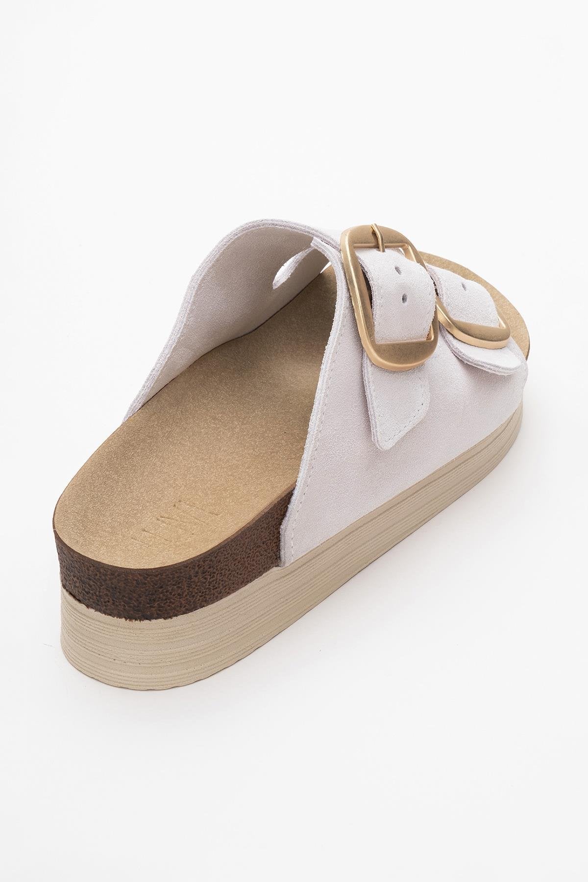 Harbor - White Suede Leather Two-Strap Sandal (Women)
