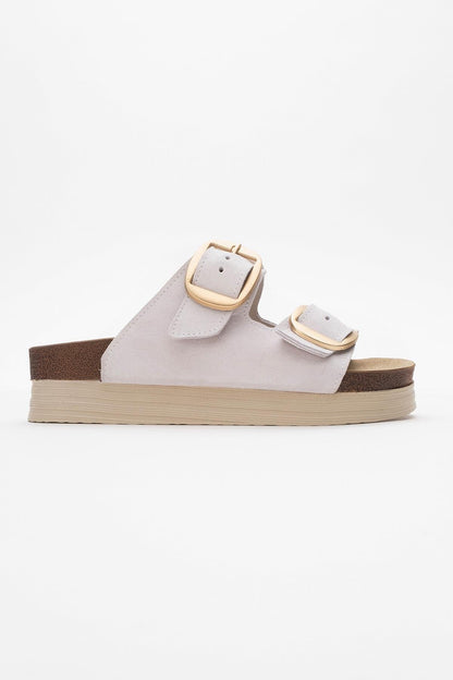 Harbor - White Suede Leather Two-Strap Sandal (Women)
