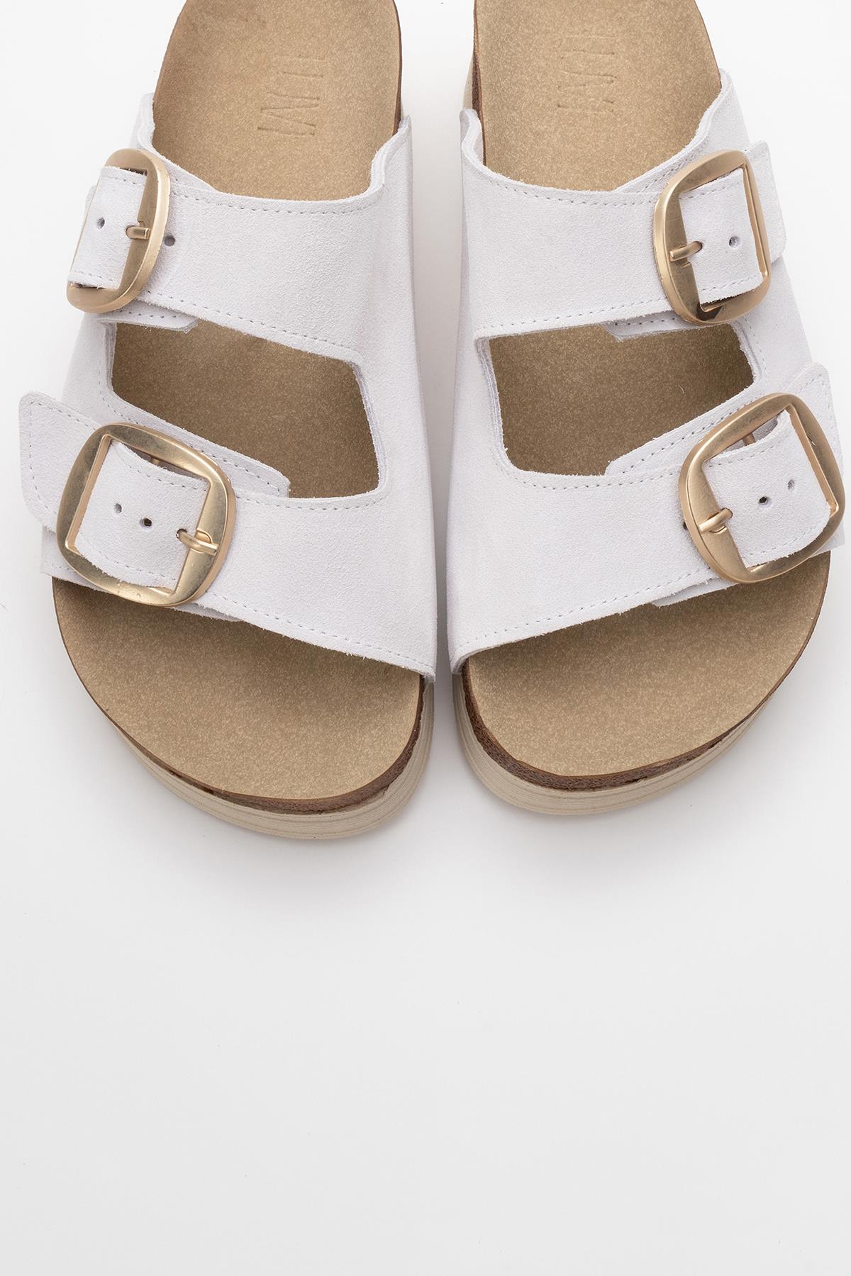 Harbor - White Suede Leather Two-Strap Sandal (Women)