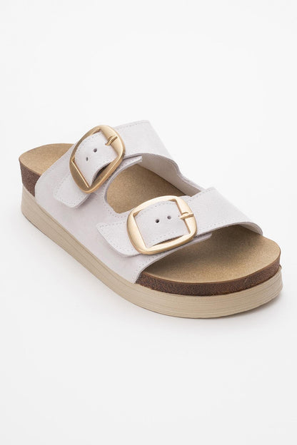 Harbor - White Suede Leather Two-Strap Sandal (Women)