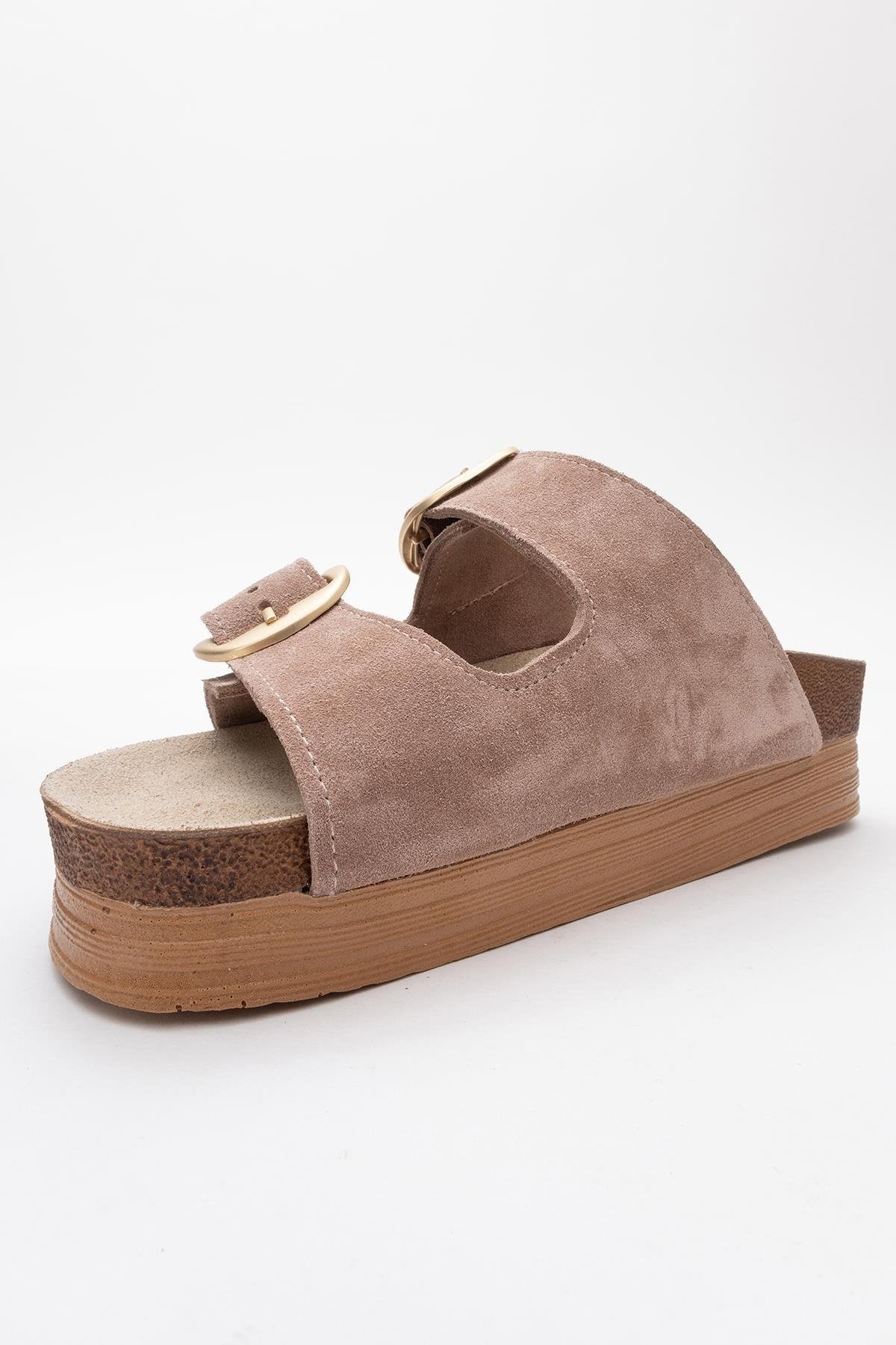 Harbor - Sand Suede Leather Two-Strap Sandal (Women)