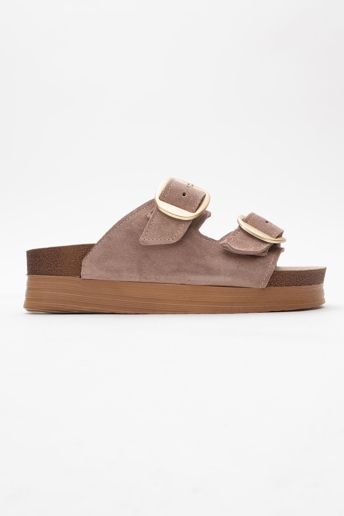Harbor - Sand Suede Leather Two-Strap Sandal (Women)