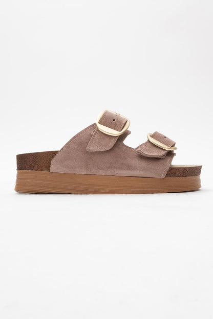 Harbor - Sand Suede Leather Two-Strap Sandal (Women)