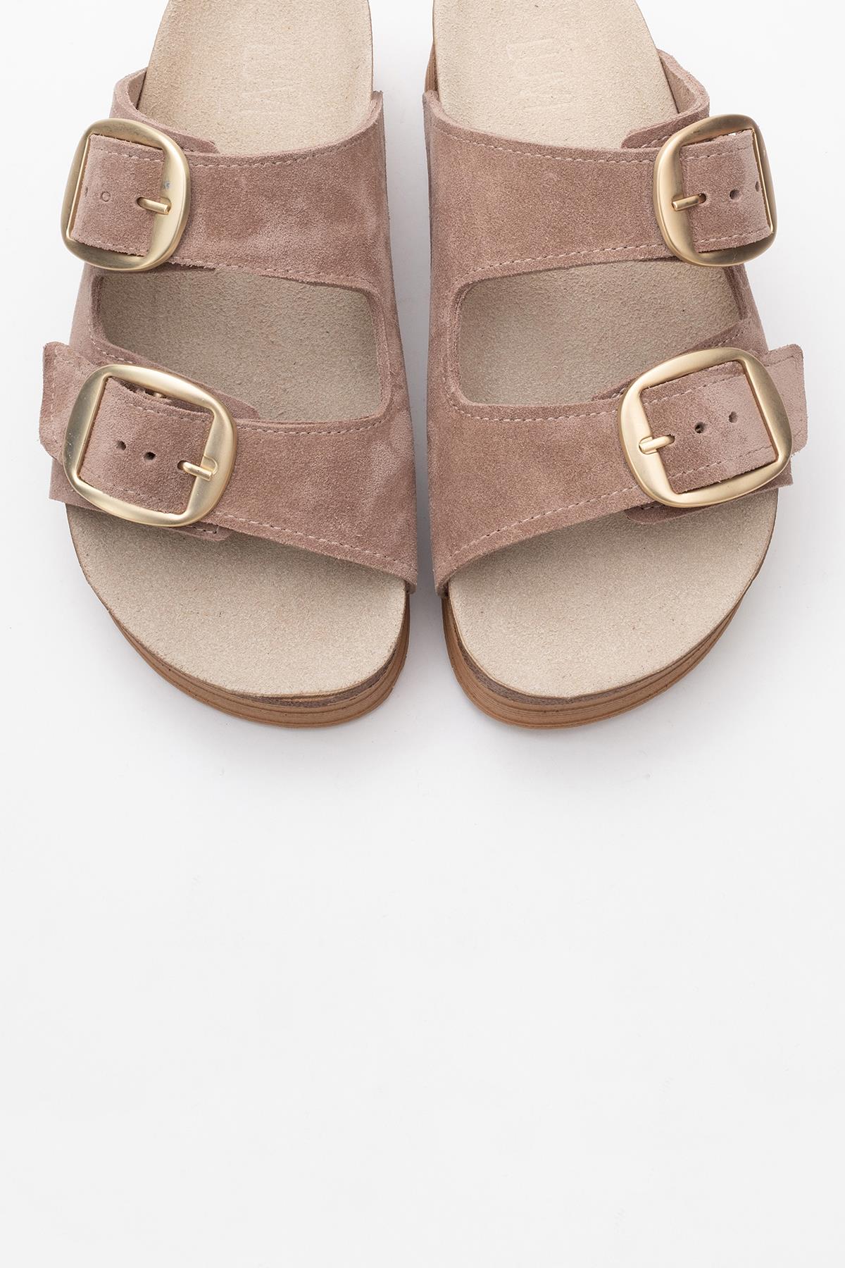 Harbor - Sand Suede Leather Two-Strap Sandal (Women)