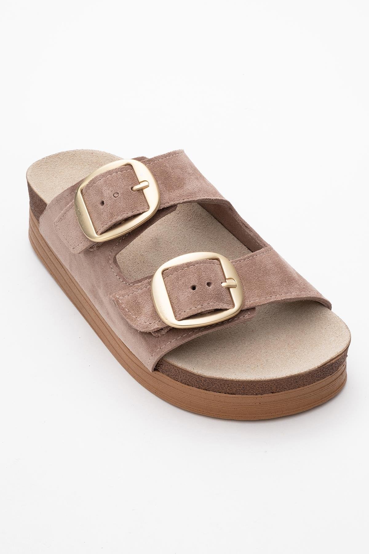 Harbor - Sand Suede Leather Two-Strap Sandal (Women)