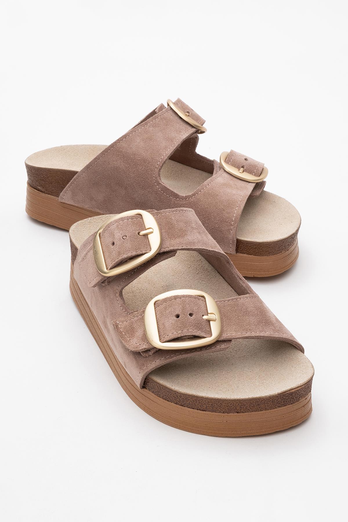 Harbor - Sand Suede Leather Two-Strap Sandal (Women)