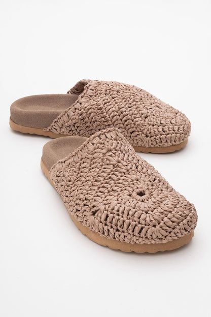 LOOP Brown Woven Slide Sandal (Women)