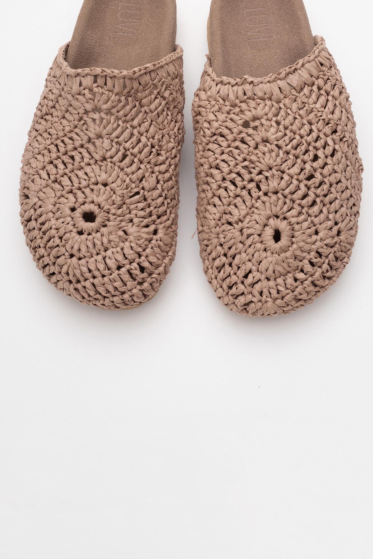 LOOP Brown Woven Slide Sandal (Women)