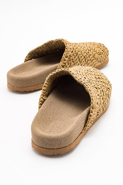 LOOP Light Beige Woven Slide Sandal (Women)