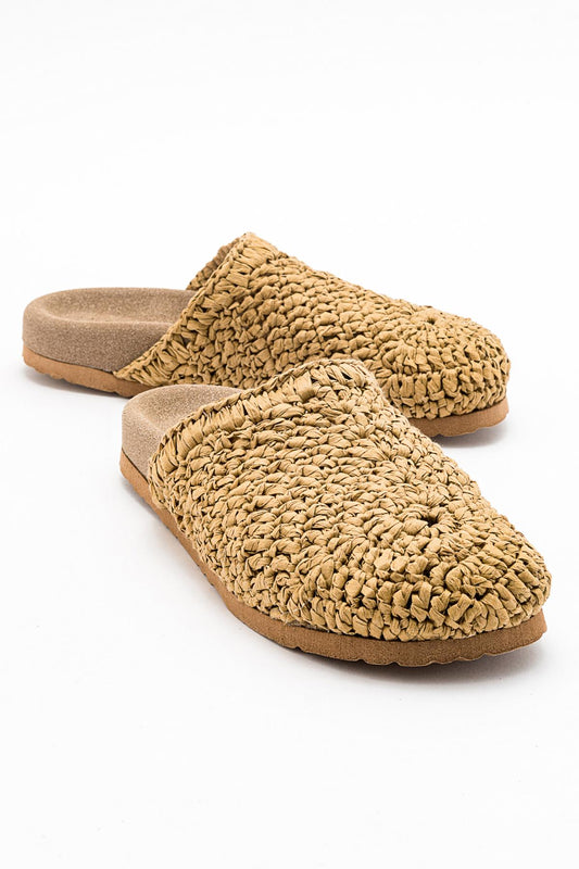 LOOP Light Beige Woven Slide Sandal (Women)