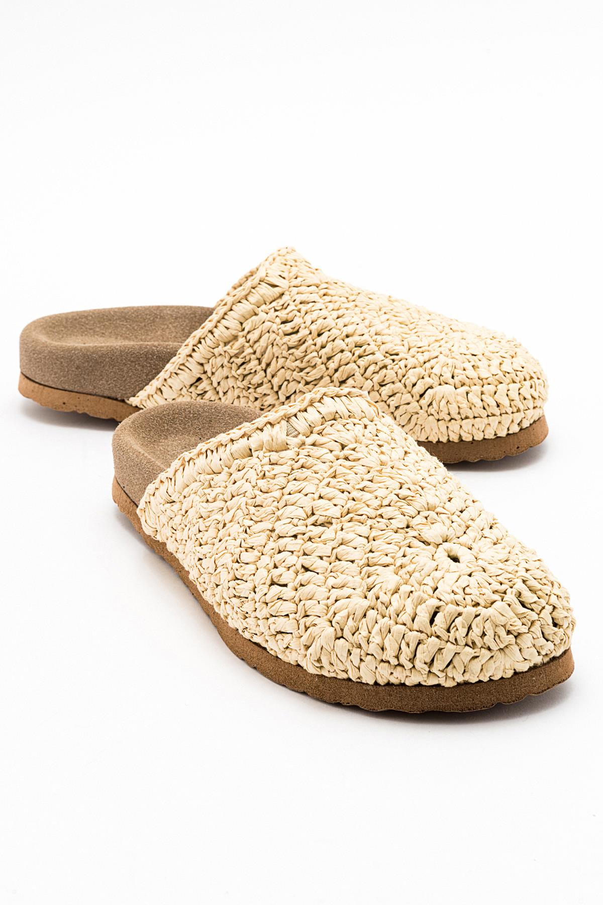 LOOP Beige Woven Slide Sandal (Women)