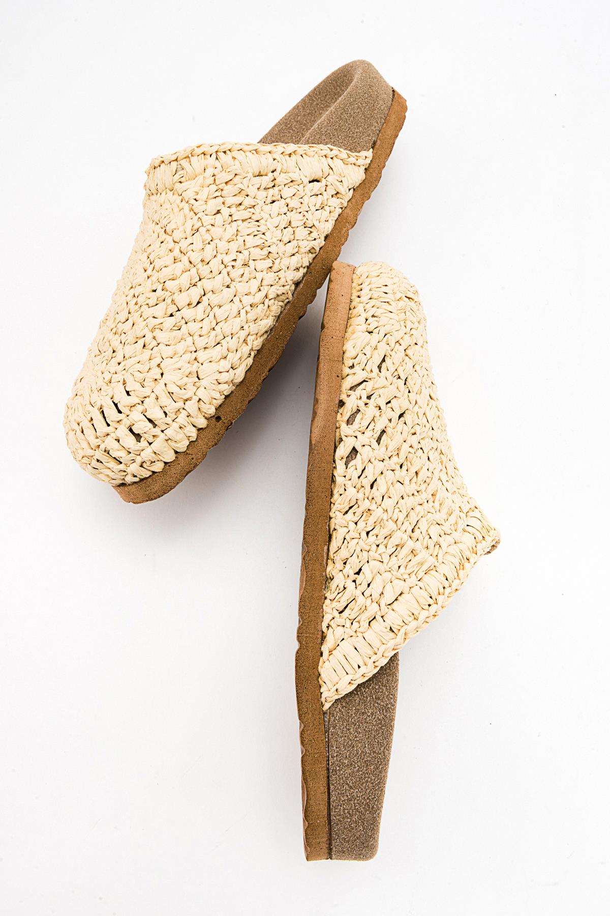 LOOP Beige Woven Slide Sandal (Women)