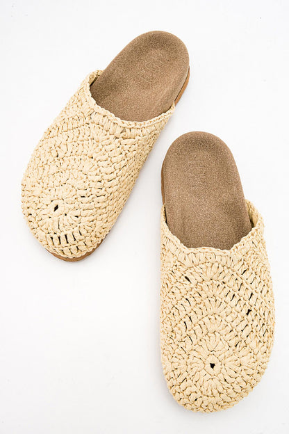 LOOP Beige Woven Slide Sandal (Women)