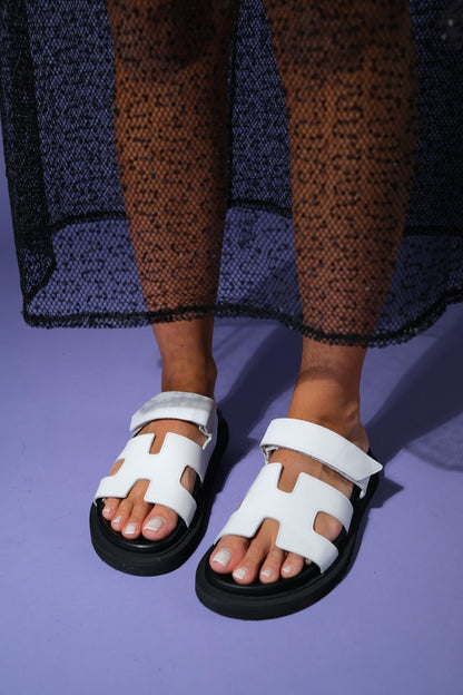 Morte - White Leather Slide Sandal (Women)