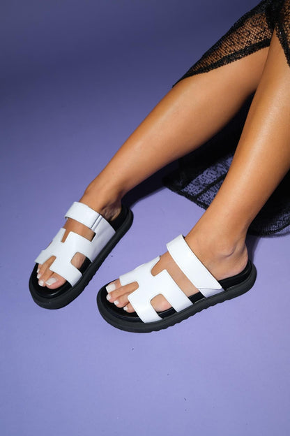 Morte - White Leather Slide Sandal (Women)