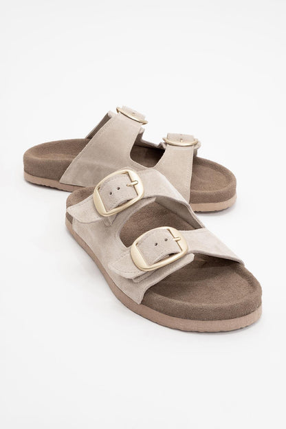 Ovesta - Beige Leather Slide Sandal (Women)