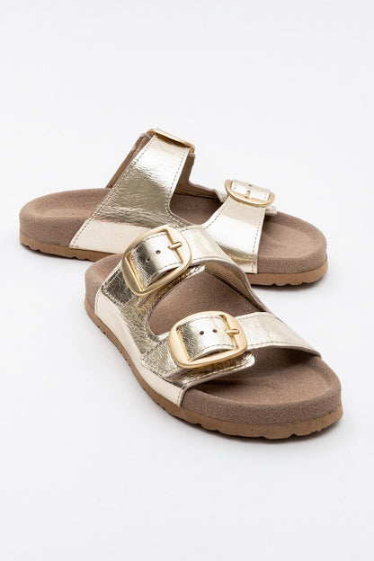 Ovesta - Gold Leather Slide Sandal (Women)