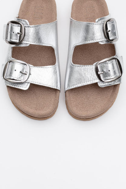 Ovesta - Silver Leather Slide Sandal (Women)