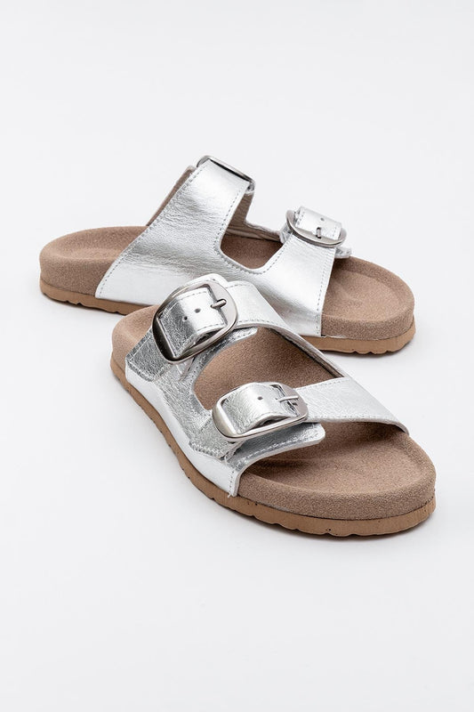 Ovesta - Silver Leather Slide Sandal (Women)