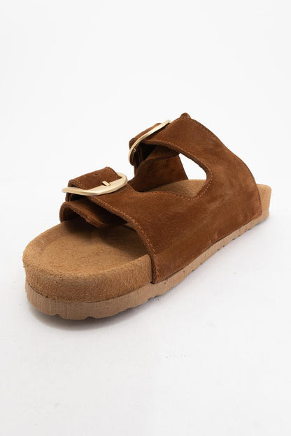 Ovesta - Cognac Brown Suede Leather Slide Sandal (Women)