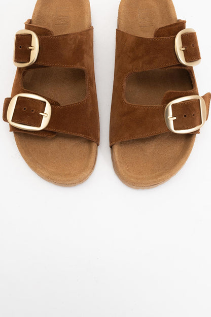 Ovesta - Cognac Brown Suede Leather Slide Sandal (Women)