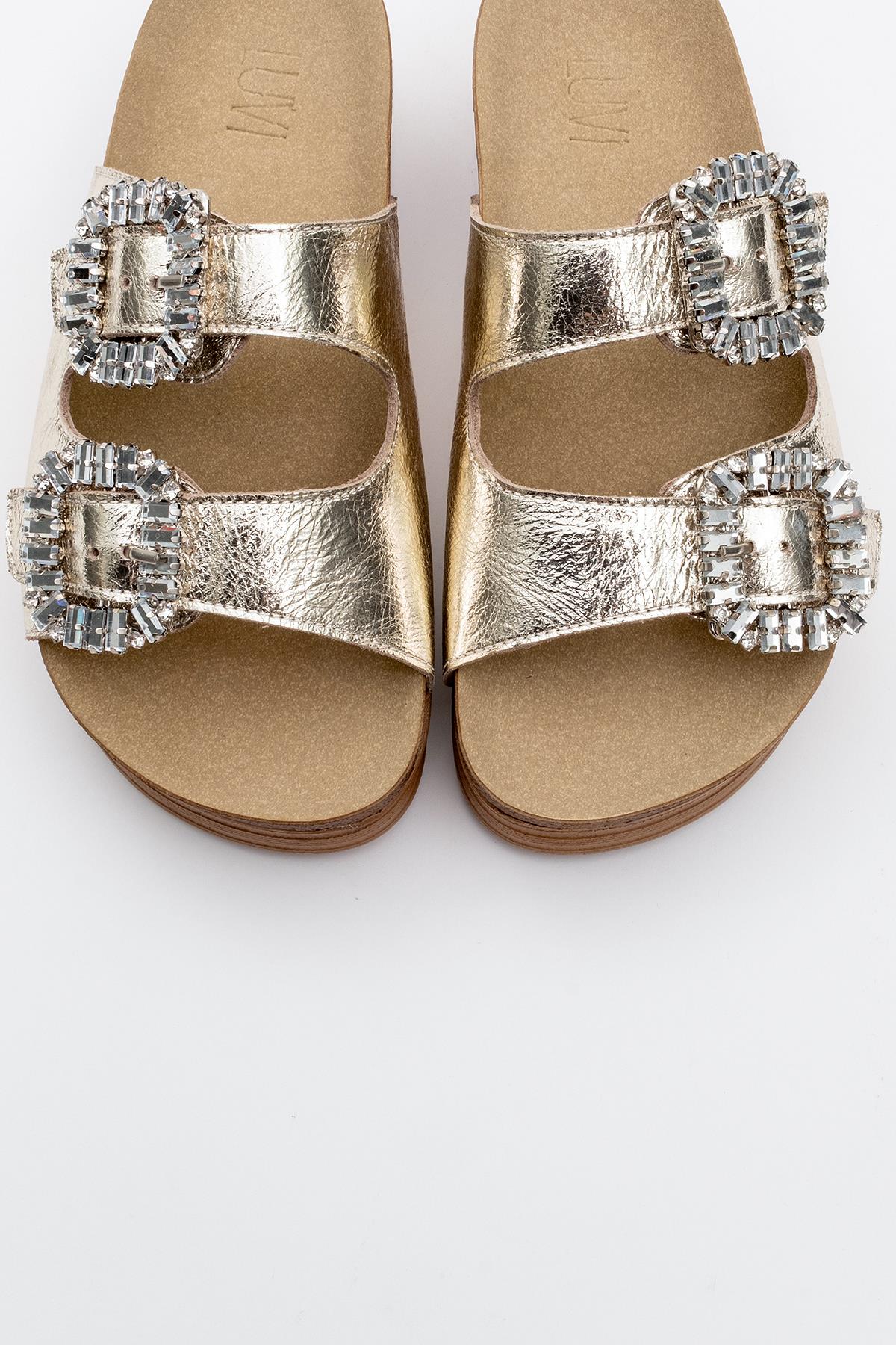 Polacca - Gold Leather Slide Sandal (Women)