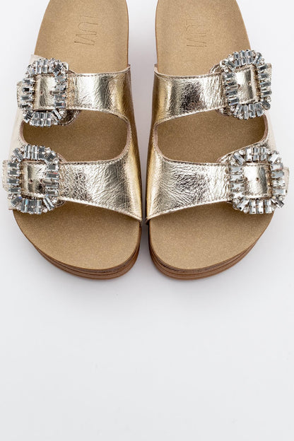 Polacca - Gold Leather Slide Sandal (Women)