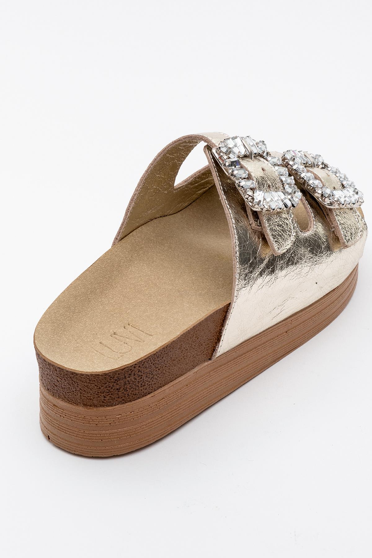 Polacca - Gold Leather Slide Sandal (Women)