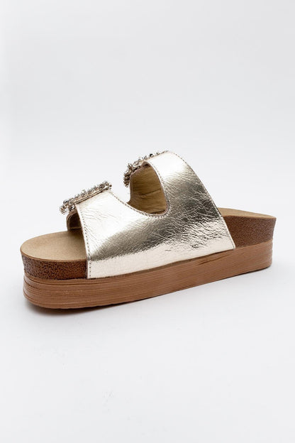 Polacca - Gold Leather Slide Sandal (Women)