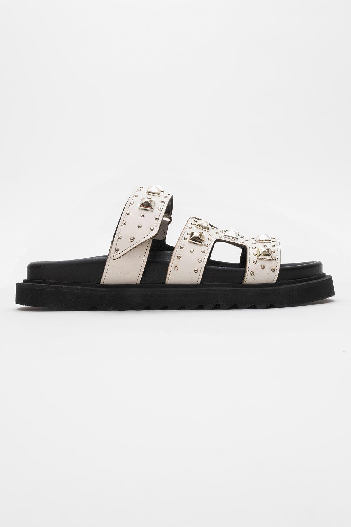 VOYAGE White Studded Slide Sandal (Women)