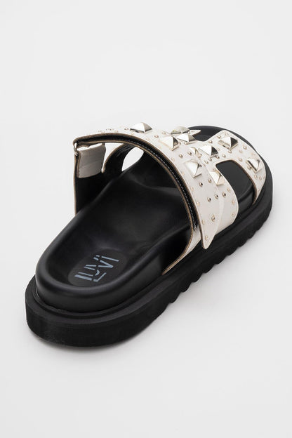 VOYAGE White Studded Slide Sandal (Women)