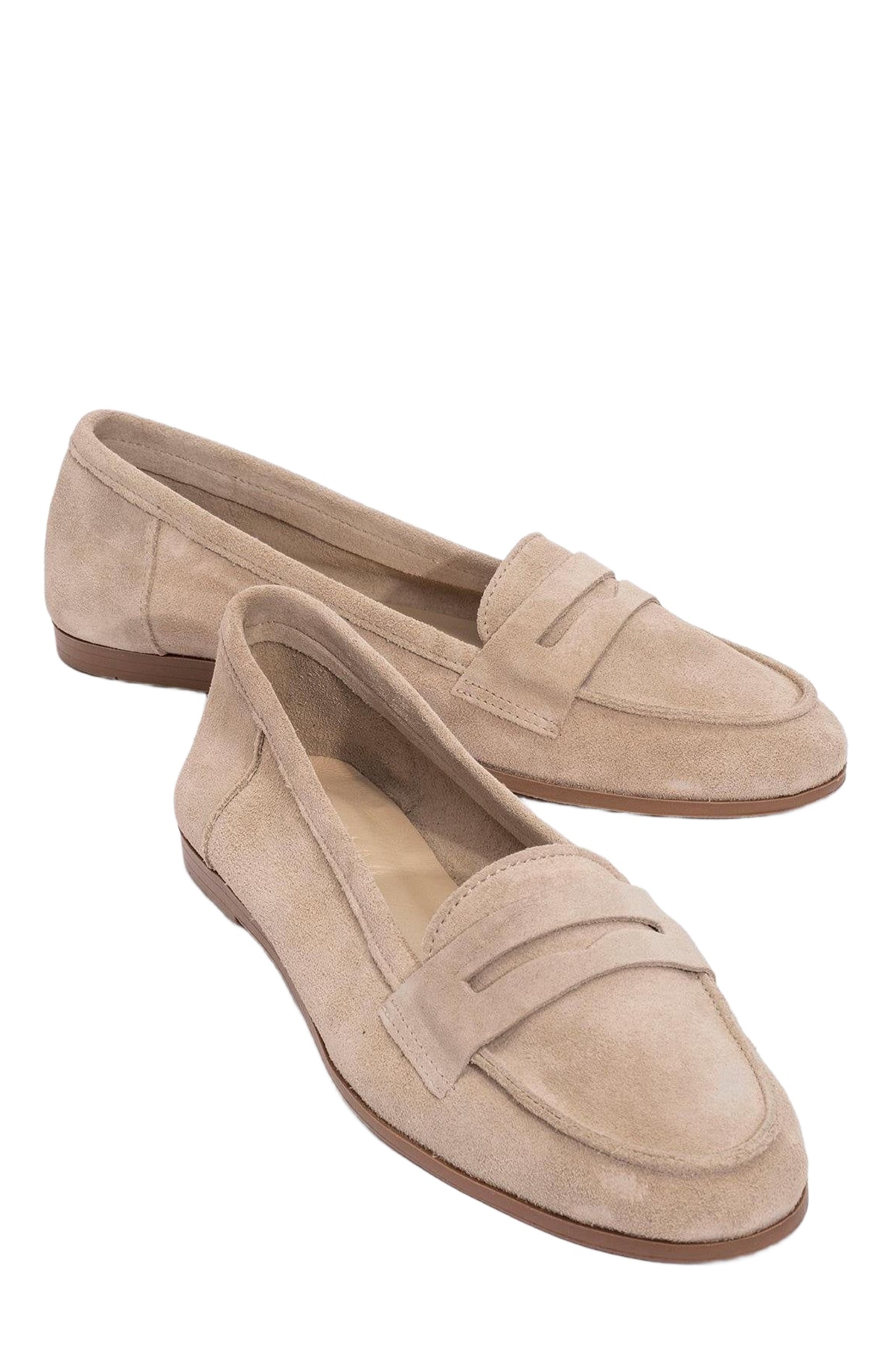 Dorothy - Beige Suede Leather Loafers