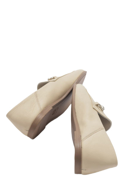 Penny - Beige Leather Horsebit Loafers