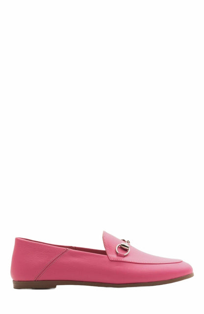 Penny - Pink Leather Horsebit Loafers