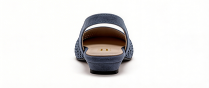 LIEVE - Zapato de tacón bajo de piel genuina azul denim (Mujer)