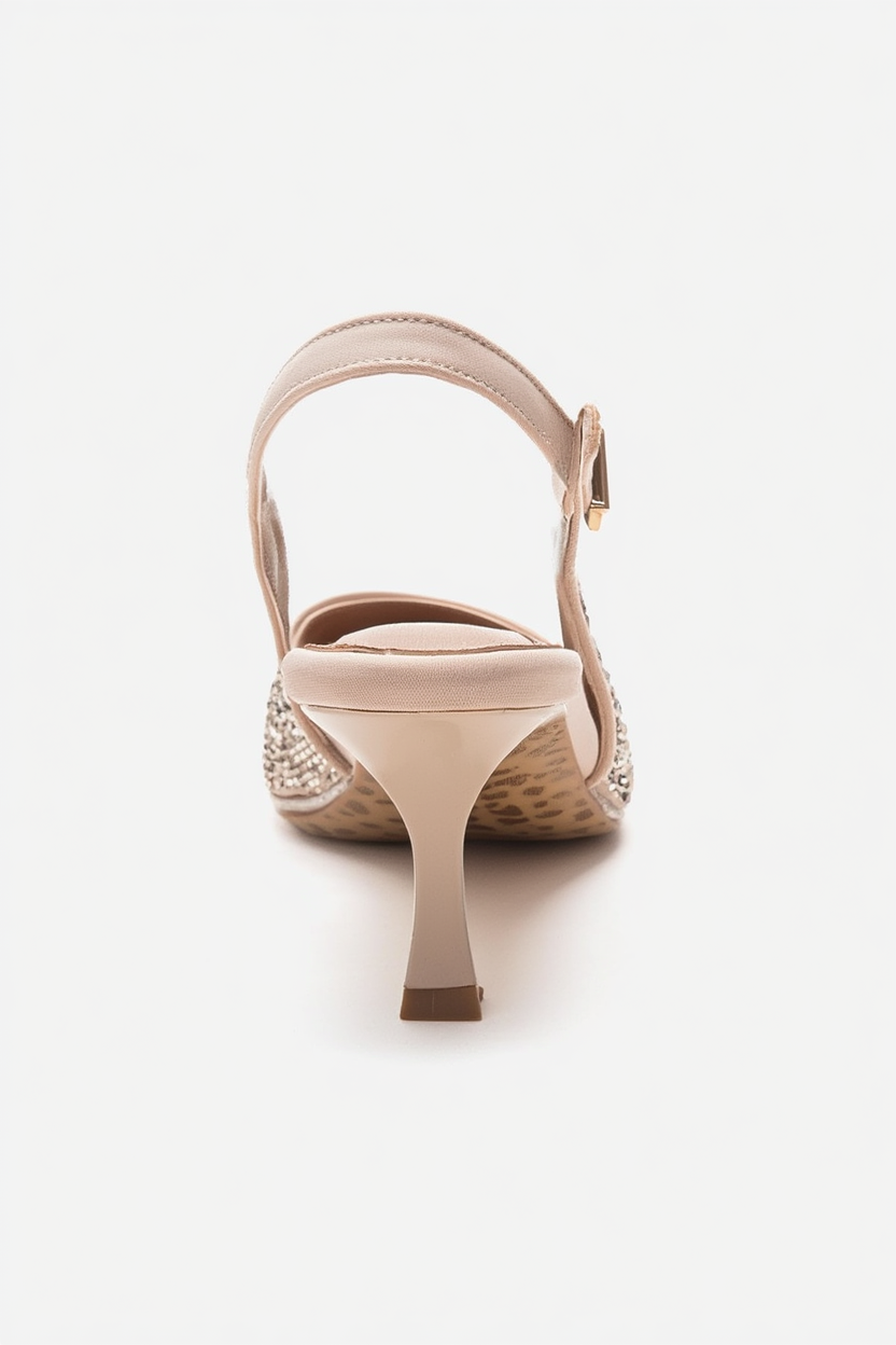 NELLA - Nude Gold Jeweled Slingback Stiletto Pump (Women)