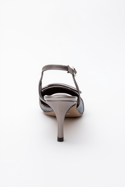 Foley - Stiletto sin talón con punta afilada y rayas color platino (mujer)
