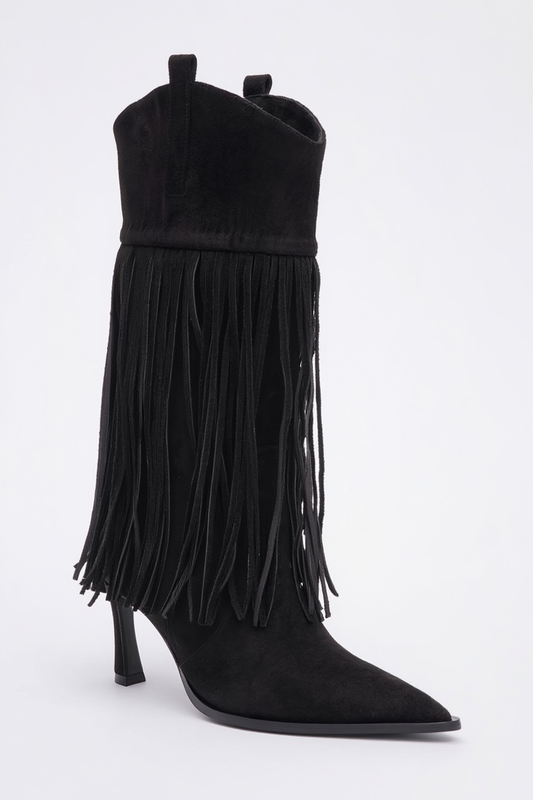 Gueras - Black Fringe Pointed Toe Boot(Women)