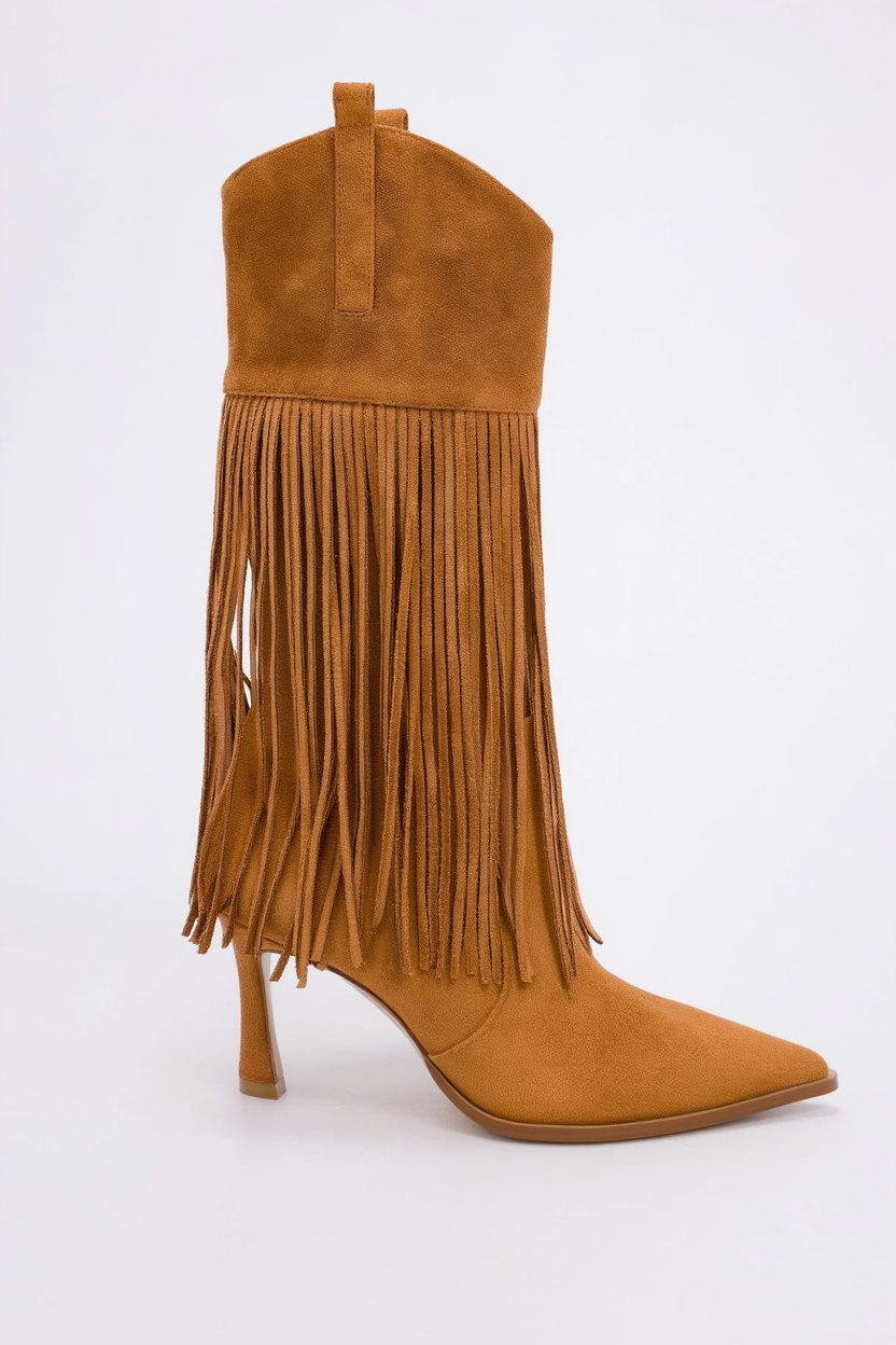 Gueras - Bota con flecos y punta afilada Coñac (Mujer)