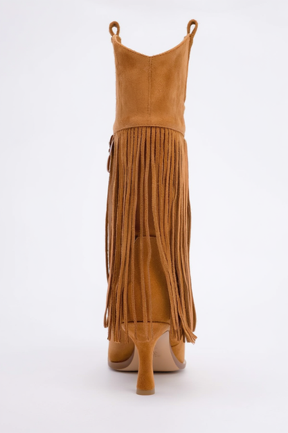 Gueras - Bota con flecos y punta afilada Coñac (Mujer)