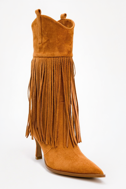 Gueras - Bota con flecos y punta afilada Coñac (Mujer)