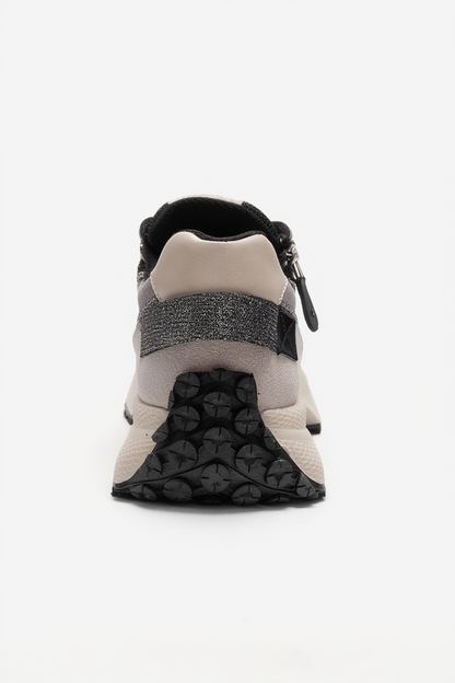 ROCCA - Black Zip-Detail Genuine Leather Sneaker (Women)